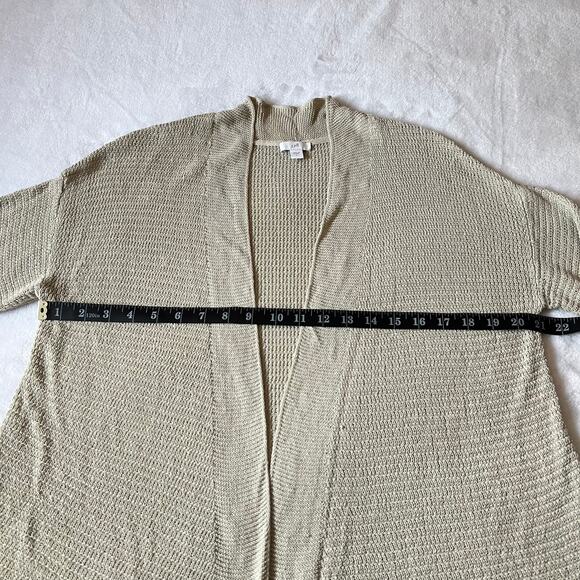 J. Jill Linen Blend Knit Lightweight Open Front Beach Cardigan Size L Neutral - Picture 8 of 10